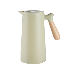 Large Capacity Wooden Handle Water Pot Coffee Glass Liner Stainless Steel Thermal Water Kettle