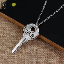 Hot Selling The Key to 221B Sherlock Necklace pendants 221 key The New Movies Jewelry Bronze Key Typ
